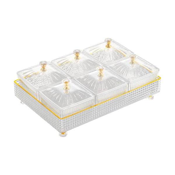 Innovative Maxbell Removable Serving Dishes with Lid Fruit Plate for Candy Snacks Chips and Dip White 6 Grids Authentic