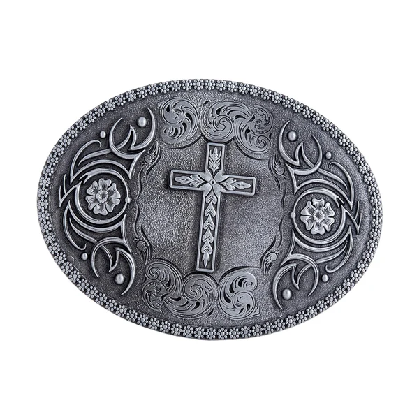 Durable Maxbell Western Cowboy Belt Buckle Engraved Floral Pattern Fashion Cross Belt Buckle Antique Tin Healthy