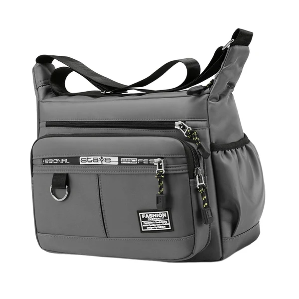 Expertly Made Maxbell Men Shoulder Bag with Zipper Closure Girls Oxford Multilayer Pocket Tote Bag gray Dependable