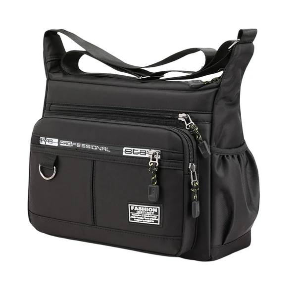Enhanced Maxbell Men Shoulder Bag with Zipper Closure Girls Oxford Multilayer Pocket Tote Bag black Outstanding