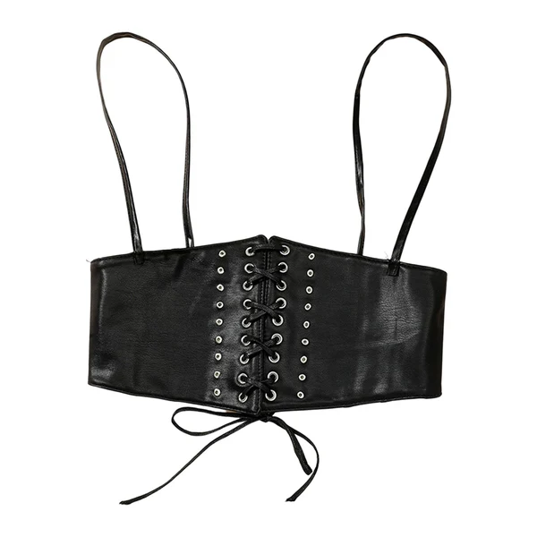 Authentic Maxbell Women PU Leather Waist Belt Underbust Corset Tied for Female Costume Efficient