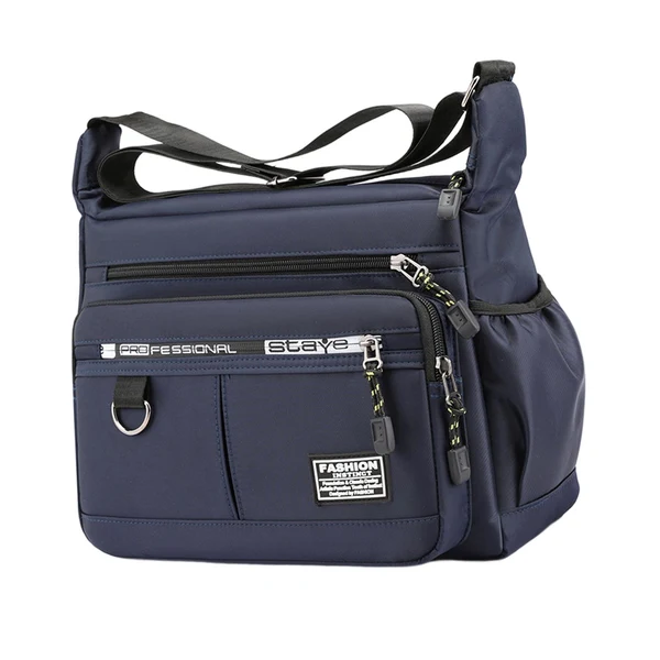 Stylish Maxbell Men Shoulder Bag with Zipper Closure Girls Oxford Multilayer Pocket Tote Bag blue Environmentally Friendly