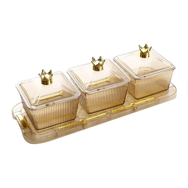 Durable Maxbell Fruit plate Serving Bowls Fruit Platter for Candy Veggies Party Supply brown and 3 grids Quality