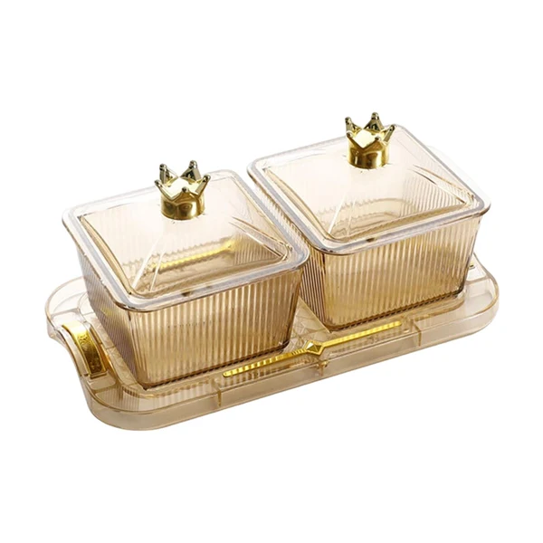 Official Maxbell Fruit plate Serving Bowls Fruit Platter for Candy Veggies Party Supply brown and 2 grids Eco-Friendly