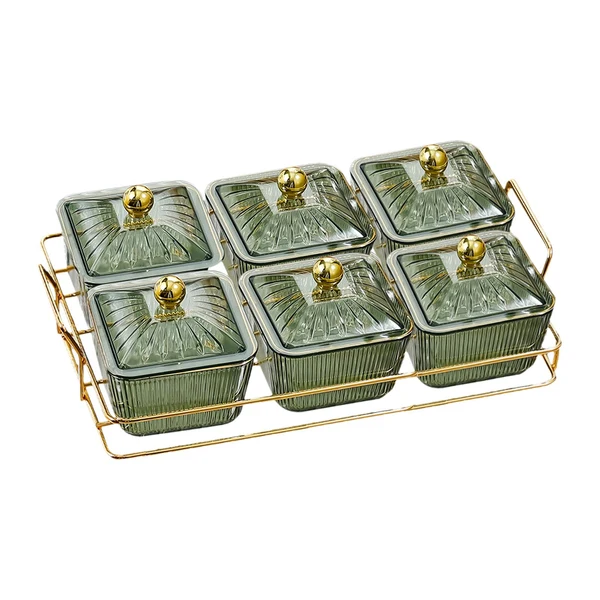 Contemporary Maxbell Divided Serving Dishes Modern Dried Fruit Plate for Cupcake Living Room Home 6 Grids Green Stylish