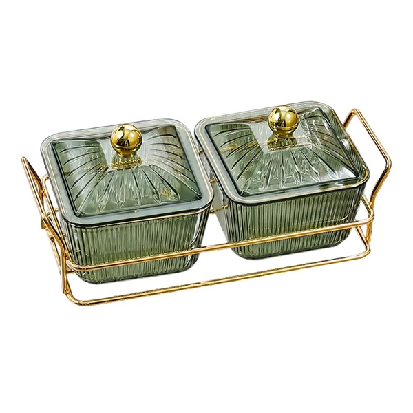 Comfortable Maxbell Divided Serving Dishes Modern Dried Fruit Plate for Cupcake Living Room Home 2 Grids Green Casual