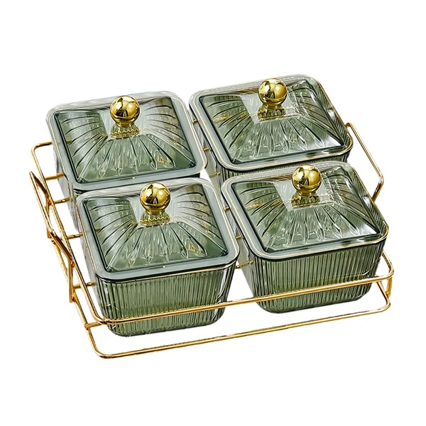 Advanced Maxbell Divided Serving Dishes Modern Dried Fruit Plate for Cupcake Living Room Home 4 Grids Green Authentic