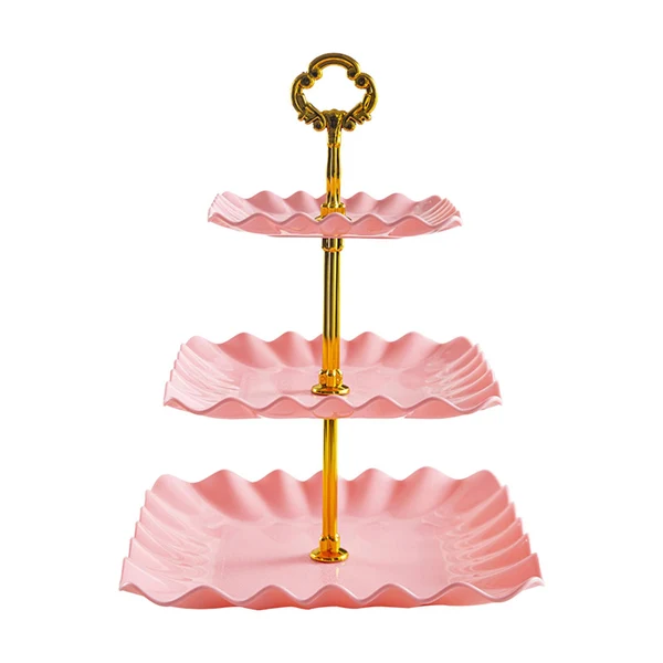 Sustainable Maxbell Cupcake Stand 3 Tier Plastic Cookie tower for Birthday Wedding Parties Pink Effective