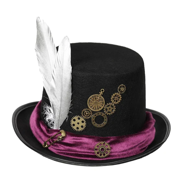 Breathable Maxbell Steampunk Hat with Feather Gear Men Women Headwear for Party Cosplay Costume 58-59cm Proven