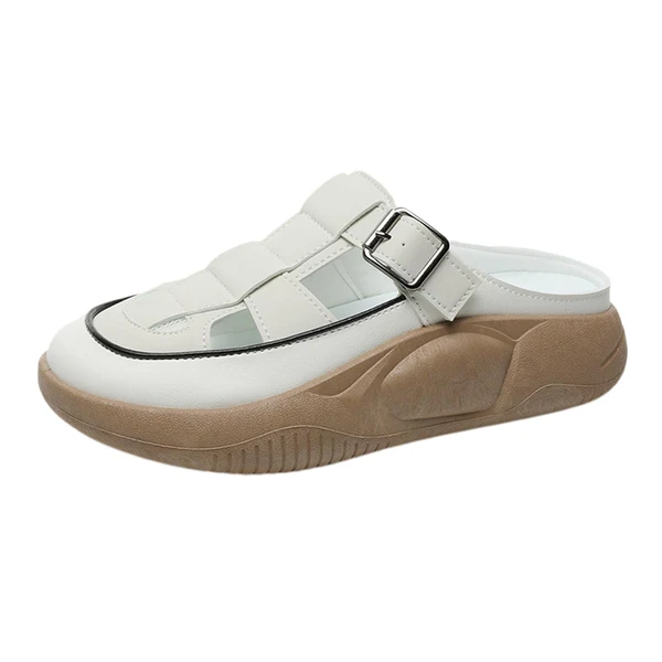 Functional Maxbell Women's Slide Sandals Comfortable Flat Shoes 5cm Thick Sole Nonslip Slippers Beige 40