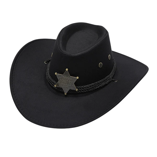 Outstanding Maxbell Cowboy Hat Wide Brim Stylish Sun Hat for Stage Performance Fishing Festivals Black Secure
