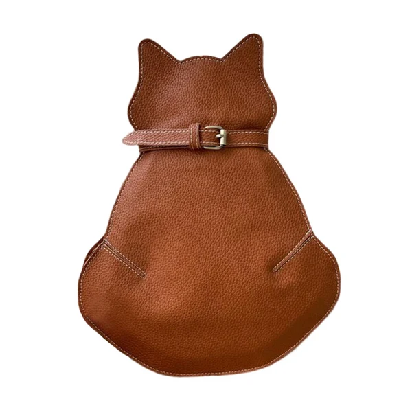 World-Class Maxbell Sling Bags Crossbody Cute Backpack Rucksack Cute cat shape for gym Travel Brown Smooth