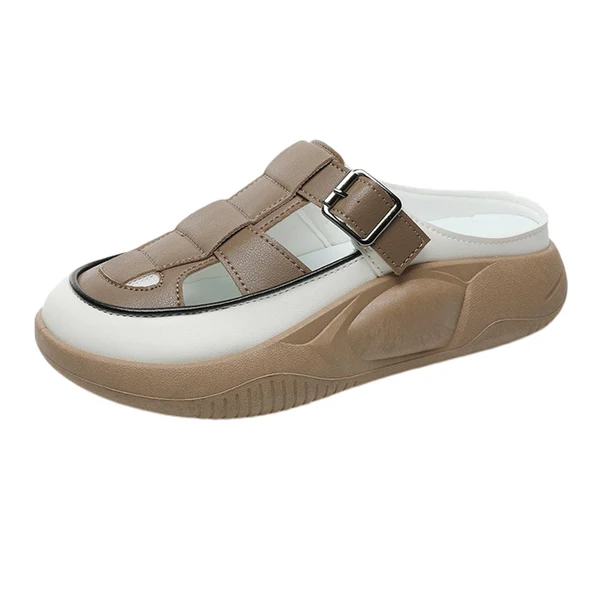 Excellent Maxbell Women's Slide Sandals Comfortable Flat Shoes 5cm Thick Sole Nonslip Slippers Khaki 35 Casual