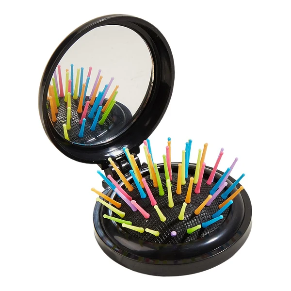 Fine Maxbell Comb with Mirror Round Small Mirror Comb Round Travel Hair Brush with Mirror Black High-Performance