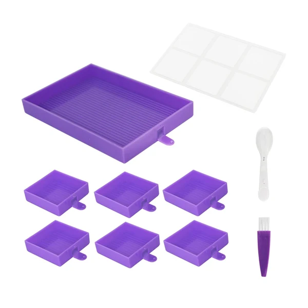 Trusted Maxbell Diamond Paintings Tray Kits Container Diamond Paintings Brush DIY Art Crafts violet Clean