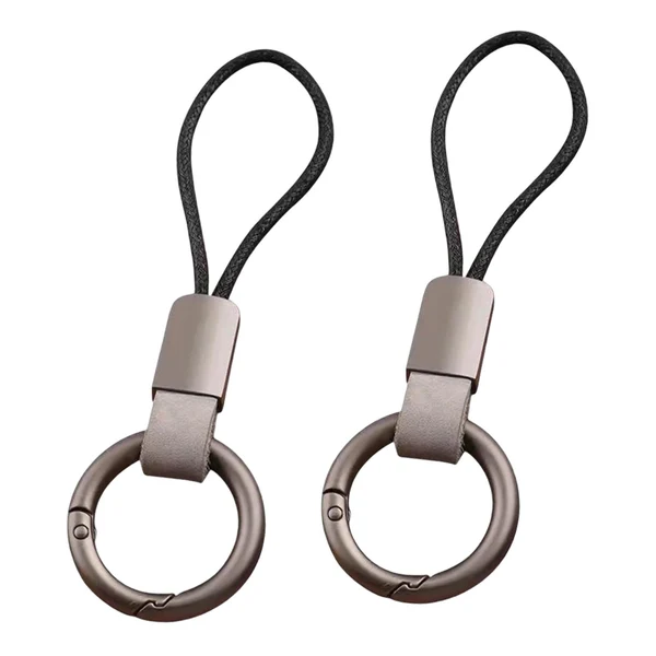 World-Class Maxbell 2Pcs Car Keychains PU Leather Accessory with Anti Lost Ring Key Fob Keychain Gray Safe