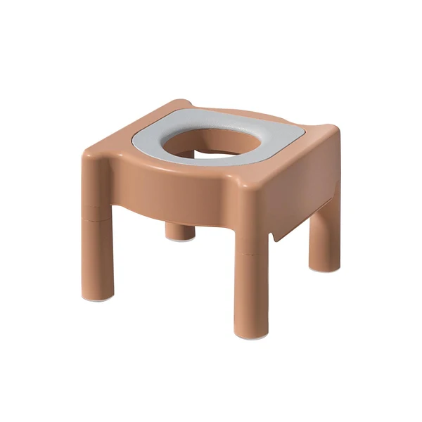 Unique Maxbell Seniors Squatting Toilet Stool Chair for Bathroom Rounded Edge Commode Stool Khaki PU Soft Top Fine