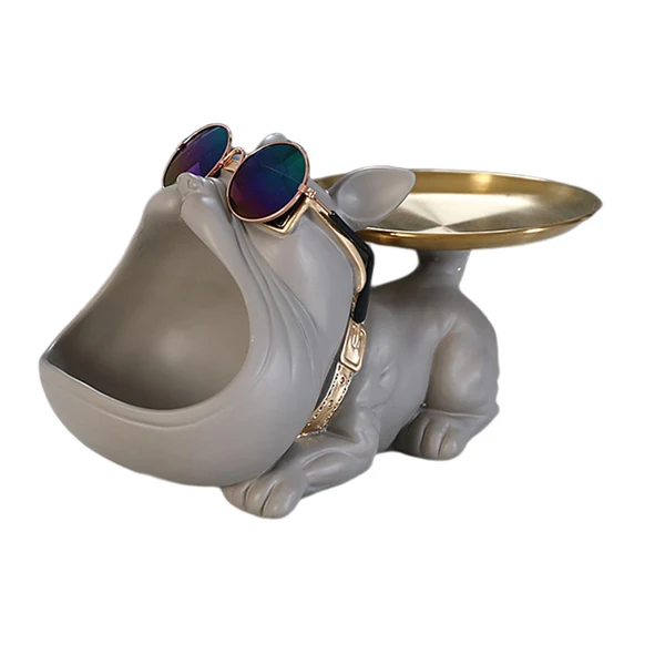 Optimized Maxbell Dog Statue Storage Box Resin Animal Sculpture Fruit Tray Sundries Container Gray Dependable