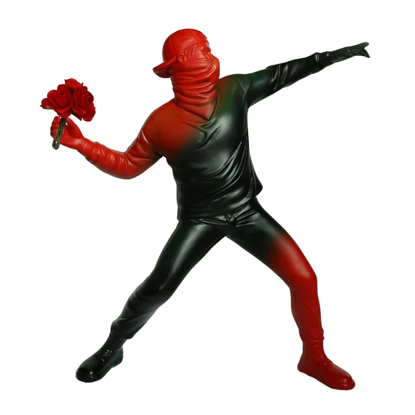 Trendy Maxbell Resin Sculpture People Flower Thrower Statue for Desktop Cabinet Living Room Green Red Reusable