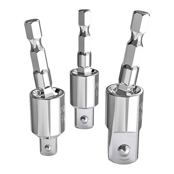 Sophisticated Maxbell 3 Pieces 360° Rotatable Universal Joint Swivel Socket for Car Repair Repairs Argent Quality