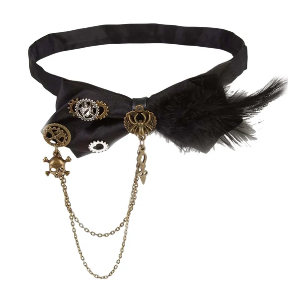 Clean Maxbell Choker Collar Punk Necklace with Gear Chain for Girlfriend Comfortable Black Style A Excellent