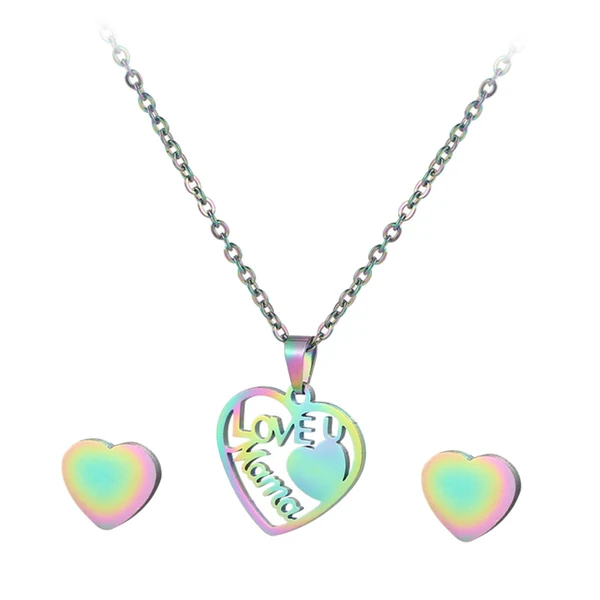 Dependable Maxbell Love Mom Pendant Necklace with 2x Ear Stud Earrings For Her mother Day Classic