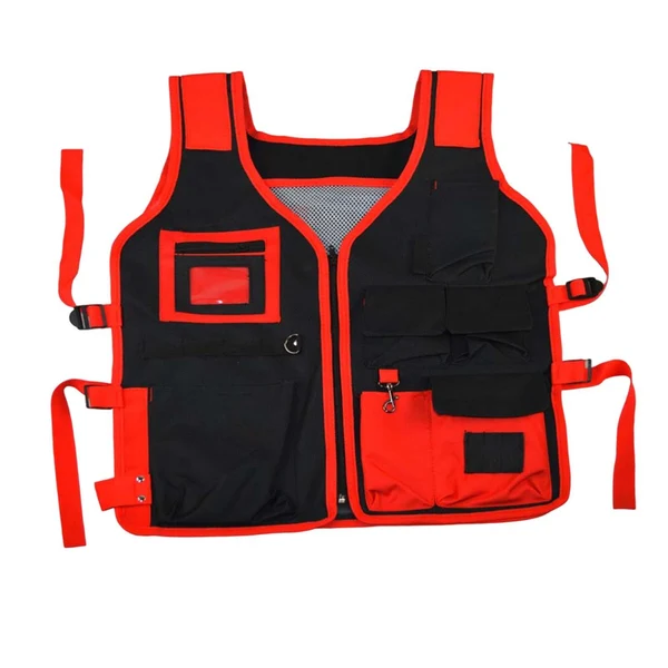 Certified Maxbell Tool Vest Electrician Tool Vest for Carpenters for Outdoor Camping Household Red Black Trusted
