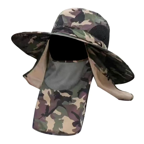 Safe Maxbell Sun Cap with Detachable Neck Flap Cover Beach Backpacking Unisex Fishing Hat Deep Green Multi Practical