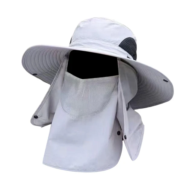 Natural Maxbell Sun Cap with Detachable Neck Flap Cover Beach Backpacking Unisex Fishing Hat Light Gray Modern