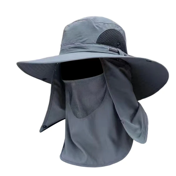 Minimalist Maxbell Sun Cap with Detachable Neck Flap Cover Beach Backpacking Unisex Fishing Hat Deep Gray High-End
