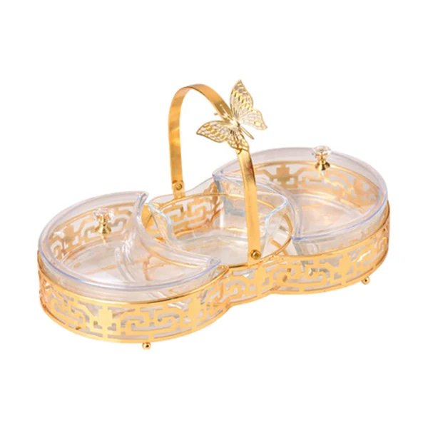 Detailed Maxbell Serving Tray and Platters Decorative Serving Bowls for Dessert Veggies Fruit 3 grids Durable