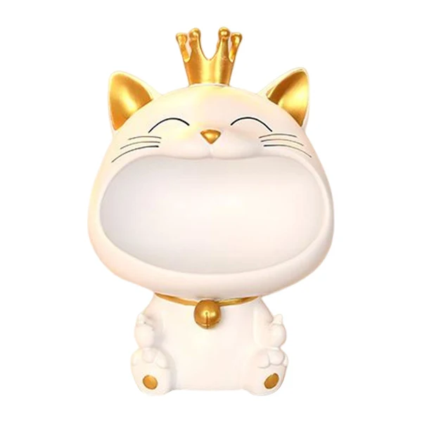 Original Design Maxbell Cat Figurine Storage Box Novelty Resin Sculpture Lucky Cat Statue Decoration Style B White Innovative