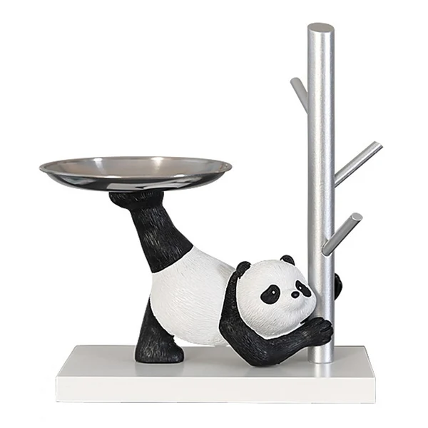 Unique Maxbell Storage Box Sculpture Display Stand with Hooks Panda Statue Resin Figurines 25.5x14x27.5cm Lying Elite