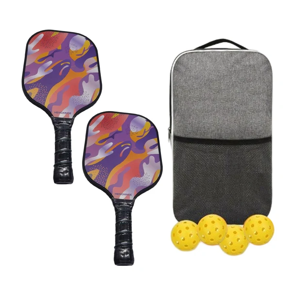 Contemporary Maxbell Pickleball Paddles Set of 2 Indoor Outdoor Pickleballs Balls for Adults Kids Wave Pattern Breathable