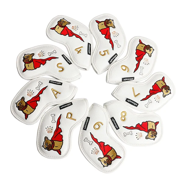 Easy-to-Use Maxbell 9Pcs Club Head Cover Animal Decorative Embroidery Number Iron Headcover White Official