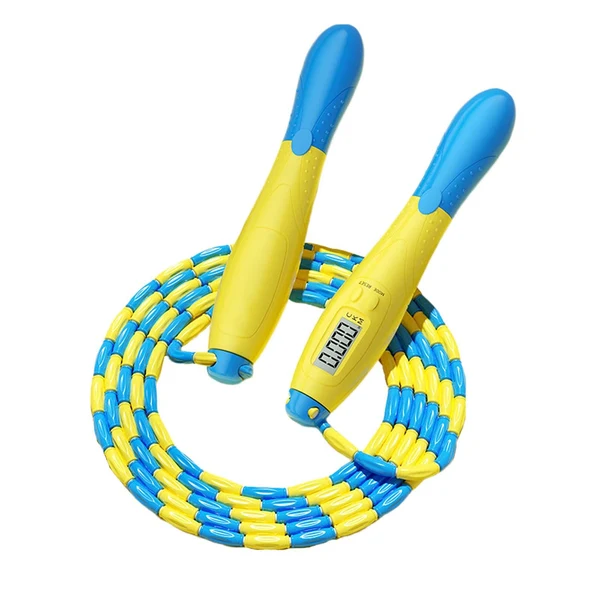 Professional Maxbell Children Soft Beaded Segment Jump Rope Skipping Rope with Counters Portable Blue Smart
