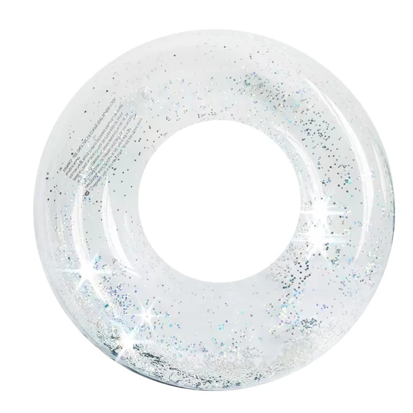Traditional Maxbell Inflatable Pool Floats Clear Glitter Swimming Ring for Adult Vacation Summer Outer Dia 50cm Functional