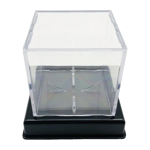 Easy-to-Use Maxbell Clear Square Display Case Baseball Display Case for Doll Living Room Jewelry Black Bottom Effective