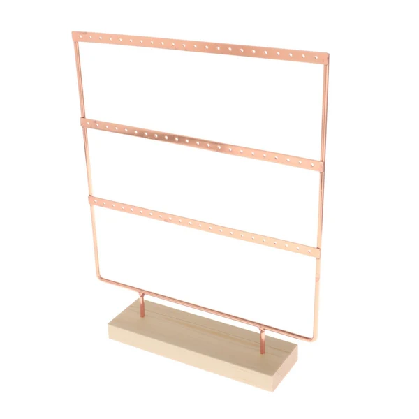 Smart Maxbell Jewelry Earring Holder Organizer 3 Tier with Wooden Base for NightStand Shop Rose Golden Soft