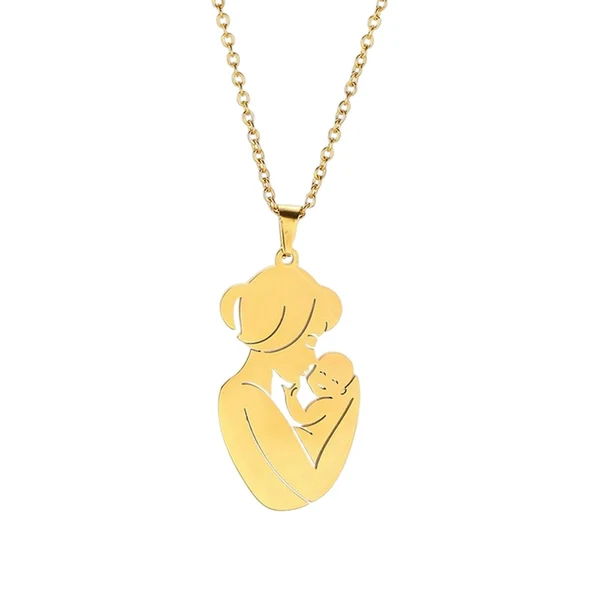 Contemporary Maxbell Mom and Baby Pendant Necklace Jewelry for Birthday Anniversary Daily wearing Aureate Dependable