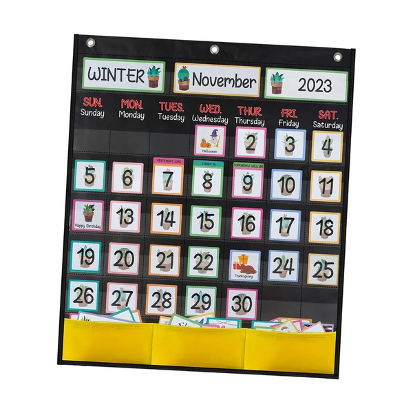 Reusable Maxbell Calendar Pocket Chart Monthly Wall Calendar for Home Preschool Kids Learning Efficient