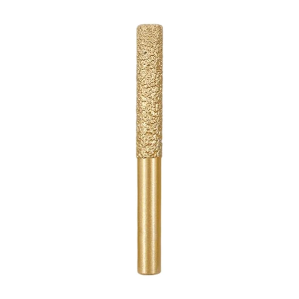 Powerful Maxbell Diamond Brazed Straight Shank Cylinder Edge Durable for Glass Marble Granite Golden 6.35x7x65mm Pure
