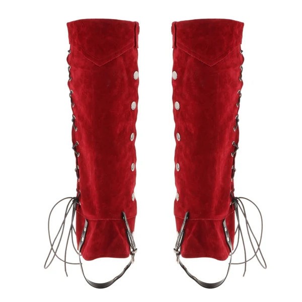 Classic Maxbell Pirate Boot Covers Knight Warrior Costume Accessories Medieval Gaiters Red Crafted
