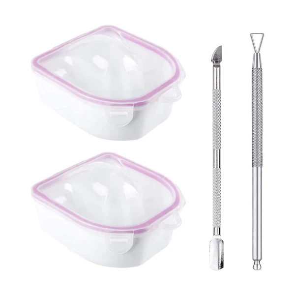 Modern Maxbell 2x Nail Soaking Bowls Dip Powder Remover Tools for Acrylic Nails Hands Salon Pink Long-Lasting