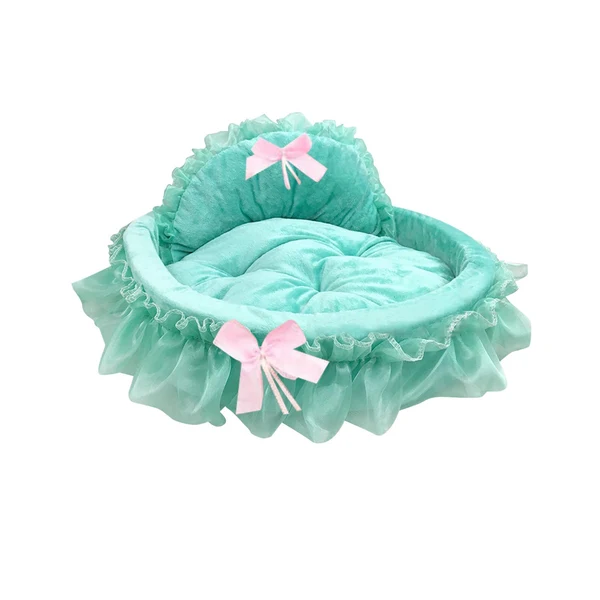 Pure Maxbell Lace Pet Dog Bed Dog House Kennel Princess for Indoor Cats Small Cats Kitten XL Green Modern