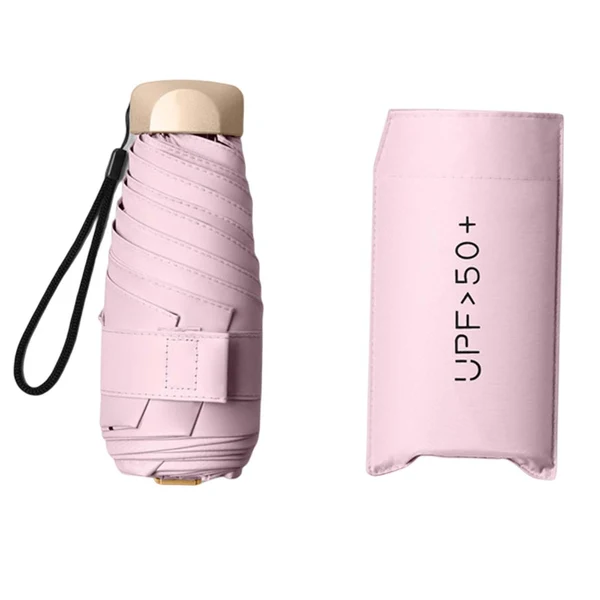 Efficient Maxbell Mini Sun Protection Umbrella with Case for Men and Women Sturdy Car Umbrella Light Pink Fashionable