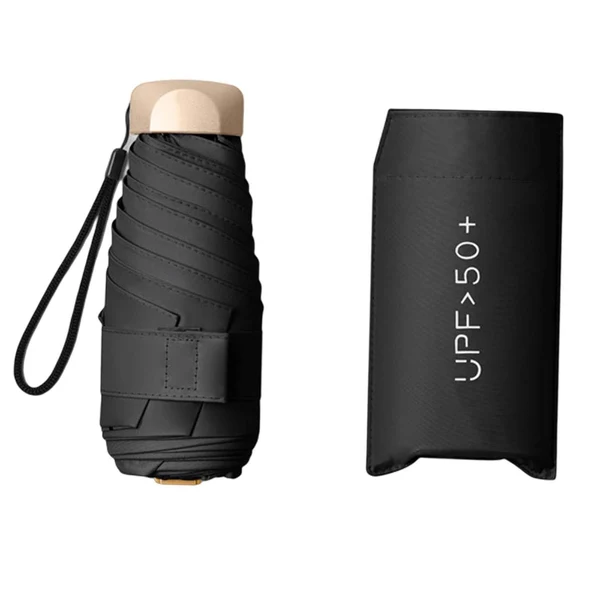 Premium Maxbell Mini Sun Protection Umbrella with Case for Men and Women Sturdy Car Umbrella Black Original
