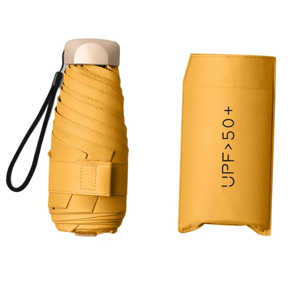 Carefully Designed Maxbell Mini Sun Protection Umbrella with Case for Men and Women Sturdy Car Umbrella Yellow Traditional
