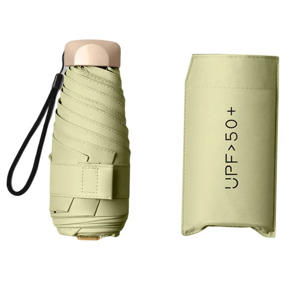 Advanced Maxbell Mini Sun Protection Umbrella with Case for Men and Women Sturdy Car Umbrella Light Green Expertly Made