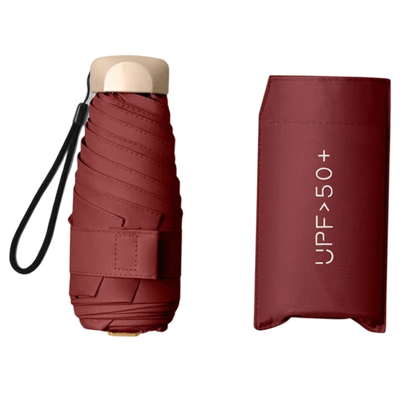 Excellent Maxbell Mini Sun Protection Umbrella with Case for Men and Women Sturdy Car Umbrella Red Lightweight
